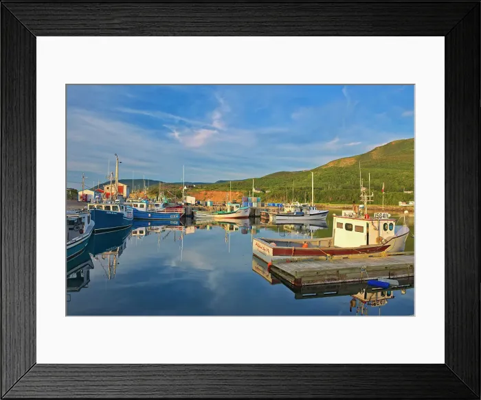 Framed Print : Fishing boats in coastal village. Cape Breton Island. Cabot Trail. Pleasant Bay, Nova Scotia, Canada Framed Print : Fishing boats in coastal village. Cape Breton Island. Cabot Trail. Pleasant Bay, Nova Scotia, Canada