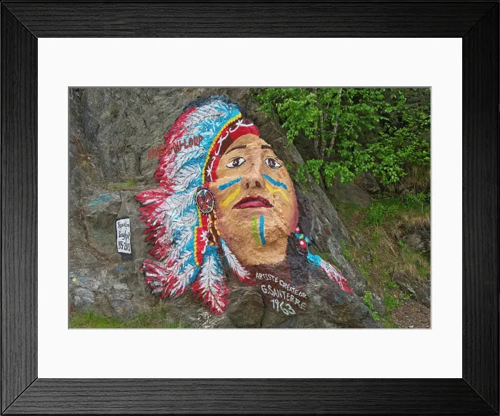 Framed Print : Rock painting by artists G. Santerre (1963), RIviere du Loup, Quebec, Canada Framed Print : Rock painting by artists G. Santerre (1963), RIviere du Loup, Quebec, Canada