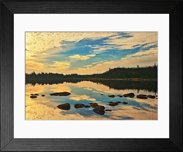 Framed Print : Rocks and clouds at sunrise, Harrigan Cove, Nova Scotia, Canada Framed Print : Rocks and clouds at sunrise, Harrigan Cove, Nova Scotia, Canada