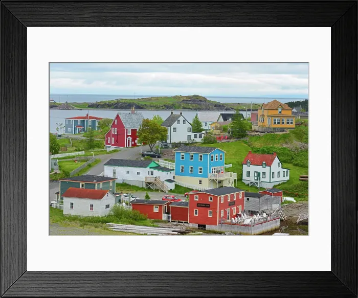 Framed Print : Colourful coastal fishing Village of Trinity on the Atlantic Ocean shoreline. Trinity, Newfoundland & Labrador, Canada Framed Print : Colourful coastal fishing Village of Trinity on the Atlantic Ocean shoreline. Trinity, Newfoundland & Labrador, Canada