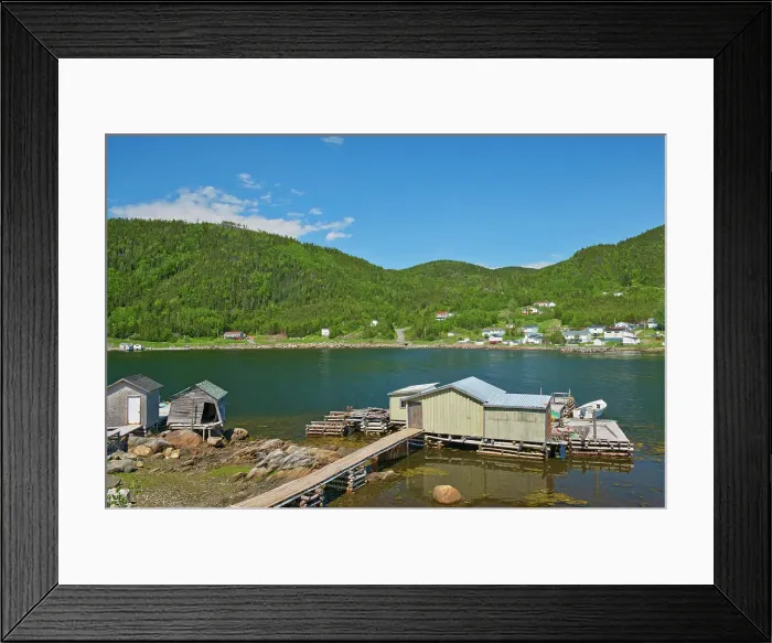 Framed Print : Fishing village and shoreline along White Bay. Baie Verte Peninsula. Newfoundland & Labrador, Canada Framed Print : Fishing village and shoreline along White Bay. Baie Verte Peninsula. Newfoundland & Labrador, Canada