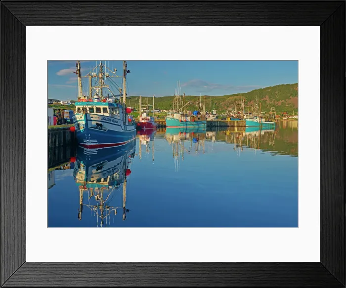 Framed Print : Fishing boats in La Scie Harbour off the Atlantic Ocean. Baie Verte Peninsula. La Scie, Newfoundland & Labrador, Canada Framed Print : Fishing boats in La Scie Harbour off the Atlantic Ocean. Baie Verte Peninsula. La Scie, Newfoundland & Labrador, Canada