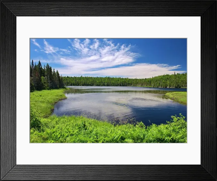 Framed Print : CLouds reflected in Lac Gauvin Belleterre, Quebec, Canada