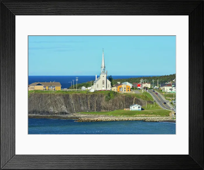 Framed Print : Coastal village of Grande Vallee with church Grande Vallee, Quebec, Canada Framed Print : Coastal village of Grande Vallee with church Grande Vallee, Quebec, Canada