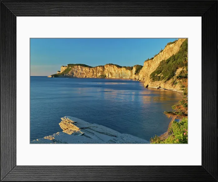 Framed Print : Limestone cliffs of Cap-Bon-Ami along the Gulf of St. Lawrence. Appalachians‚Ao northeasternmost tip in North America. Forillon National Park, Quebec, Canada