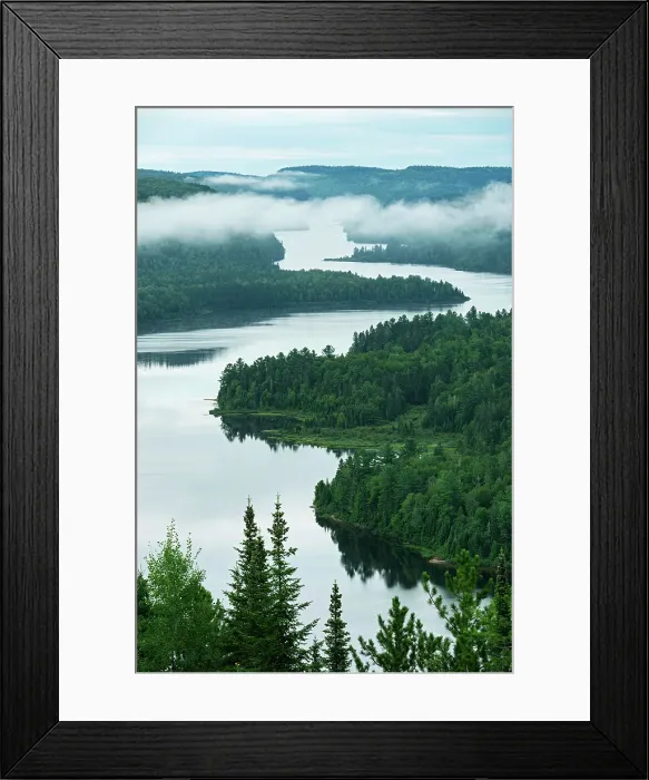 Framed Print : Lac Wapizagonke in morning fog from the lookout called Le Passage'. La Mauricie National Park, Quebec, Canada Framed Print : Lac Wapizagonke in morning fog from the lookout called Le Passage'. La Mauricie National Park, Quebec, Canada