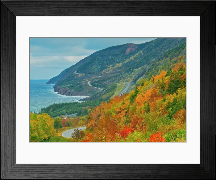 Framed Print : The Cabot Trail along the Gulf of St. Lawrence meanders through the Acadian forest in autumn foliage Cape Breton Highlands National Park, Nova Scotia, Canada Framed Print : The Cabot Trail along the Gulf of St. Lawrence meanders through the Acadian forest in autumn foliage Cape Breton Highlands National Park, Nova Scotia, Canada