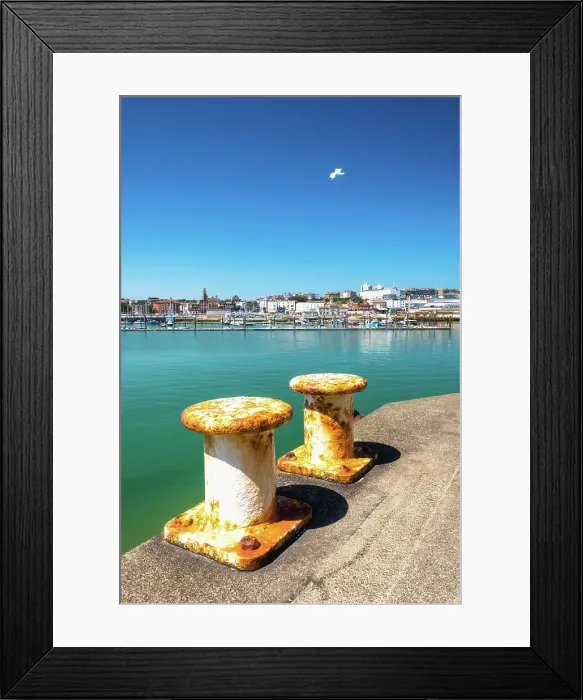 Framed Print : Mooring bollards in the Ramsgate Royal Harbour Marina, the only Royal harbour in the country, Kent, England Framed Print : Mooring bollards in the Ramsgate Royal Harbour Marina, the only Royal harbour in the country, Kent, England