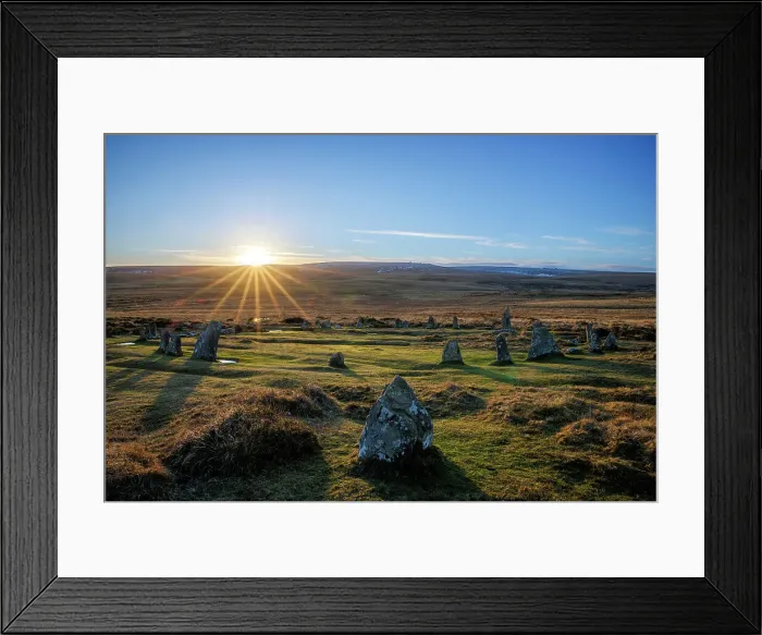 Framed Print : Scorhill Stone Circle, Dartmoor, Devon, England, UK Framed Print : Scorhill Stone Circle, Dartmoor, Devon, England, UK