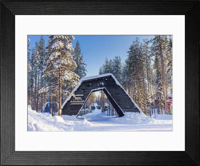 Framed Print : Europe, Finland, entrance of an hotel in Santa Claus village near Rovaniemi Framed Print : Europe, Finland, entrance of an hotel in Santa Claus village near Rovaniemi