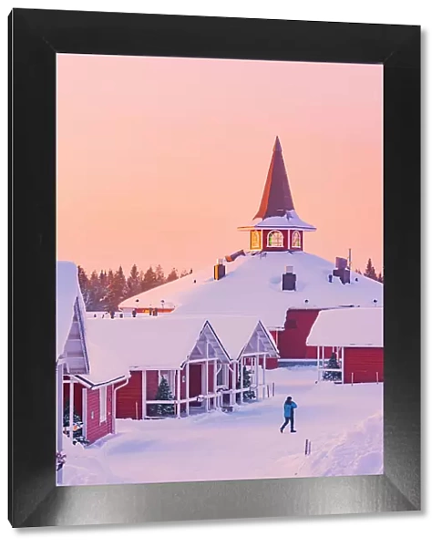 Europe, Finland, a tourist visiting Santa Claus village in Rovaniemi