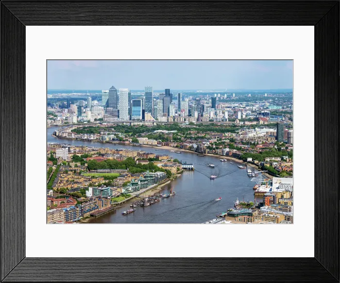 Framed Print : The aerial view of London towards Canary Wharf, London, England Framed Print : The aerial view of London towards Canary Wharf, London, England
