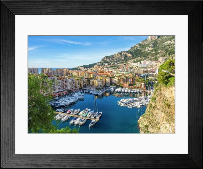 Framed Print : Europe, Principality of Monaco. The little harbour on foot of Monaco Ville in Fontvieille Framed Print : Europe, Principality of Monaco. The little harbour on foot of Monaco Ville in Fontvieille