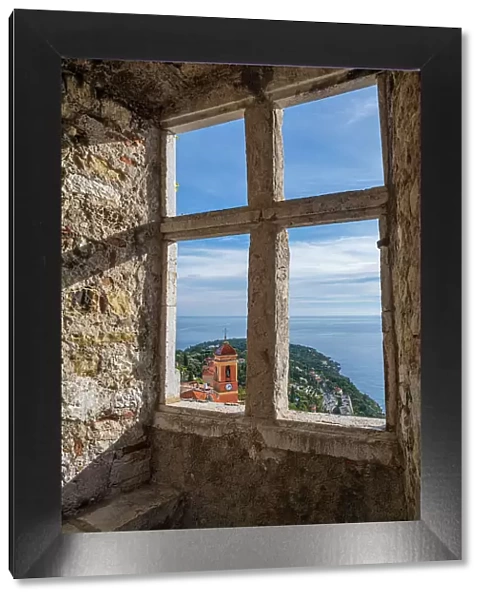 Europe, France, Cote D'Azur. View from a window of the castle of Roquebrune