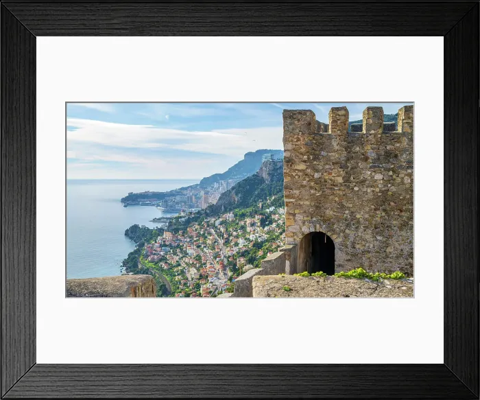 Framed Print : Europe, France, Cote D'Azur. View from the castle of Roquebrune towards Monaco Framed Print : Europe, France, Cote D'Azur. View from the castle of Roquebrune towards Monaco