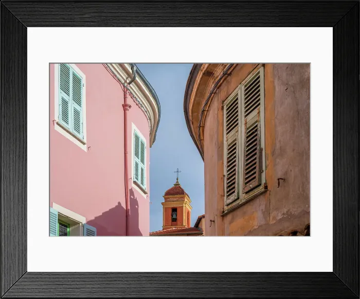 Framed Print : Europe, France, Cote D'Azur. In the narrow streets of medieval village Roquebrune Framed Print : Europe, France, Cote D'Azur. In the narrow streets of medieval village Roquebrune