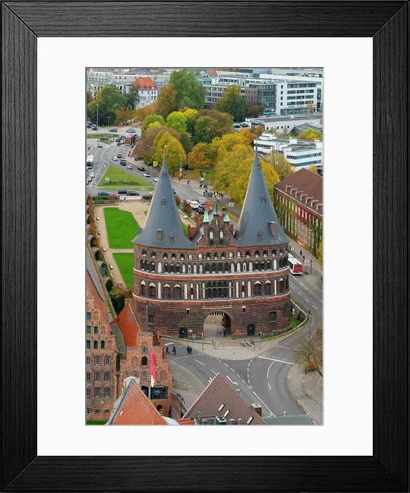 Framed Print : Elevated view of tourists at famous Holstentor, Lubeck, UNESCO, Schleswig-Holstein, Germany Framed Print : Elevated view of tourists at famous Holstentor, Lubeck, UNESCO, Schleswig-Holstein, Germany