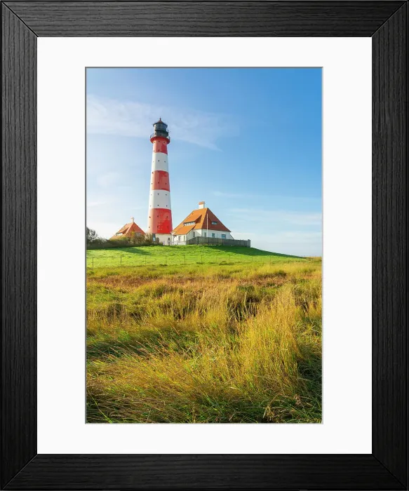 Framed Print : Westerheversand lighthouse against sky, Westerhever, Eiderstedt Peninsula, Nordfriesland, Schleswig-Holstein, Germany Framed Print : Westerheversand lighthouse against sky, Westerhever, Eiderstedt Peninsula, Nordfriesland, Schleswig-Holstein, Germany