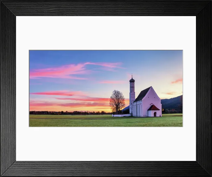 Framed Print : Pilgrim's Church of St. Coloman at Sunrise, Schwangau, Bavaria, Germany Framed Print : Pilgrim's Church of St. Coloman at Sunrise, Schwangau, Bavaria, Germany