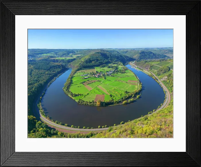 Framed Print : Saar horseshoe bend at Taben-Rodt, Saar valley, Hunsruck, Rhineland-Palatinate, Germany Framed Print : Saar horseshoe bend at Taben-Rodt, Saar valley, Hunsruck, Rhineland-Palatinate, Germany