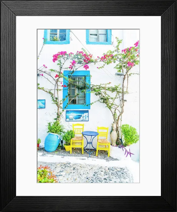 Framed Print : Colourful furniture at The Fish House restaurant, Kos Town, Kos, Dodecanese Islands, Greece