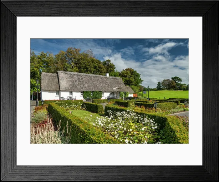 Framed Print : Thatched Cotttage & Garden, Cong, Co. Mayo, Ireland Framed Print : Thatched Cotttage & Garden, Cong, Co. Mayo, Ireland