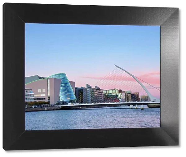Samuel Beckett Bridge and The Convention Centre at dusk, Dublin, Ireland
