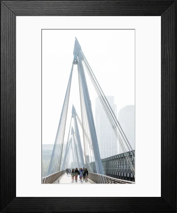Framed Print : One of two pedestrian Golden Jubilee Bridges (Hungerford Footbridges) over the River Thames, London, England Framed Print : One of two pedestrian Golden Jubilee Bridges (Hungerford Footbridges) over the River Thames, London, England