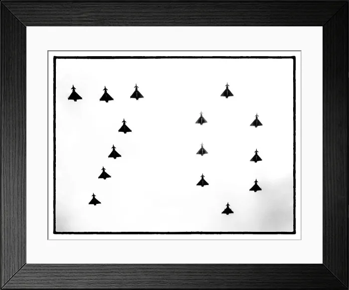 Framed Print : RAF Typhoons flying in 70 formation during the Queens Platinum Jubilee Flypast 2022, London, England