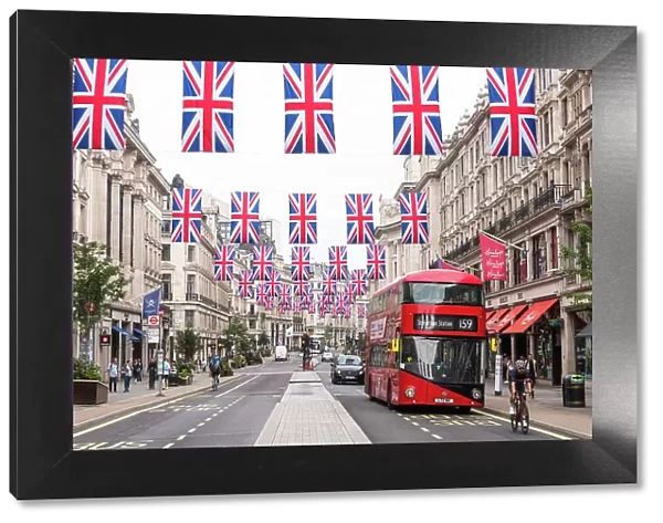 Union Jack flags on Regent Street, London, England