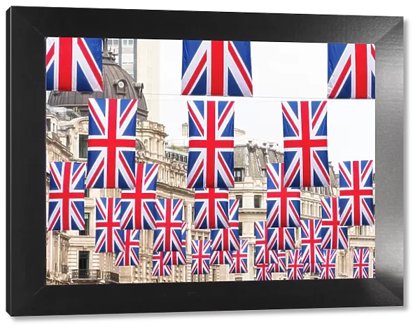 Union Jack flags on Regent Street, London, England