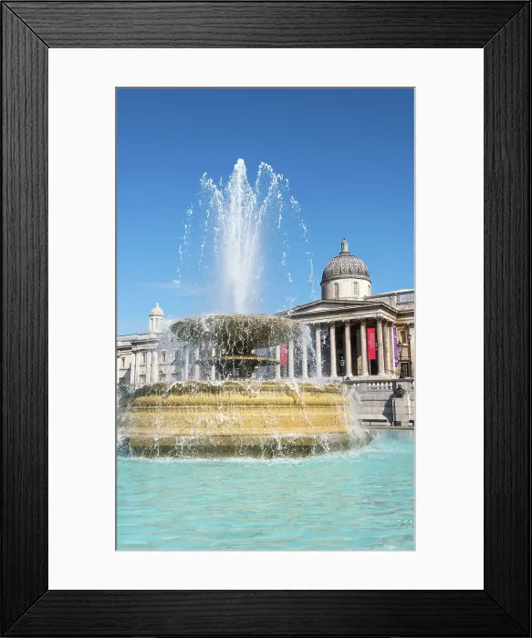 Framed Print : A fountain designed by Sir Edwin Lutyens, with The National Gallery in the background, Trafalgar Square, London England Framed Print : A fountain designed by Sir Edwin Lutyens, with The National Gallery in the background, Trafalgar Square, London England
