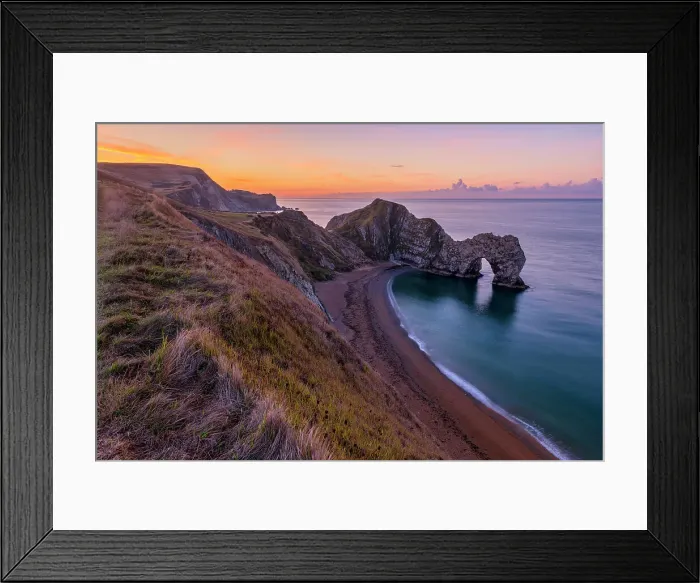 Framed Print : Durdle Door at Dawn, Jurassic Coast, Dorset, England Framed Print : Durdle Door at Dawn, Jurassic Coast, Dorset, England