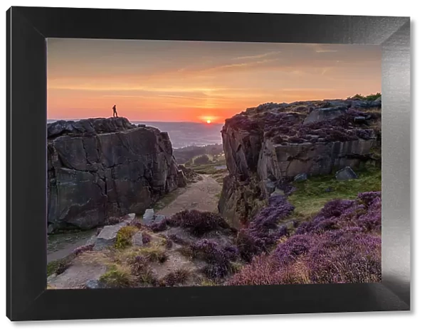 Lone Person on Ilkley Moor at Sunrise, Ilkley, West Yorkshire, England