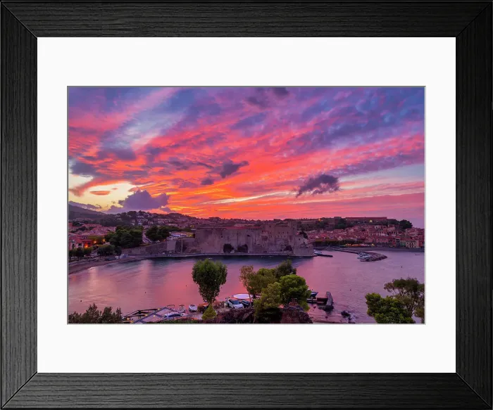 Framed Print : Sunset over Collioure, Pyrenees-Orientales, France Framed Print : Sunset over Collioure, Pyrenees-Orientales, France