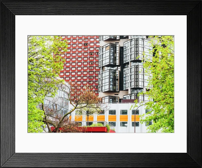 Framed Print : 70s Modern Architecture buildings in Beaugrenelle district, Paris, France