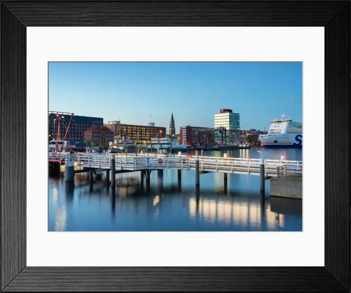 Framed Print : People crossing Horn bridge (Hornbrucke) at twilight, Port of Kiel, Kiel, Schleswig-Holstein, Germany Framed Print : People crossing Horn bridge (Hornbrucke) at twilight, Port of Kiel, Kiel, Schleswig-Holstein, Germany