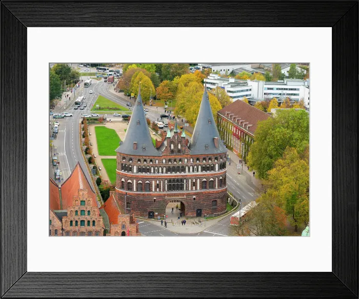 Framed Print : Elevated view of tourists at famous Holstentor, Lubeck, UNESCO, Schleswig-Holstein, Germany Framed Print : Elevated view of tourists at famous Holstentor, Lubeck, UNESCO, Schleswig-Holstein, Germany