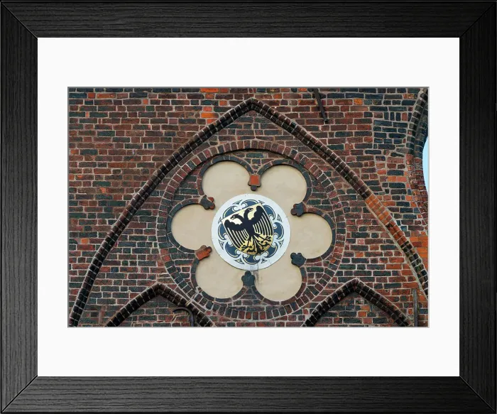 Framed Print : Coat of arms detail on town hall of Lubeck, UNESCO, Schleswig-Holstein, Germany Framed Print : Coat of arms detail on town hall of Lubeck, UNESCO, Schleswig-Holstein, Germany