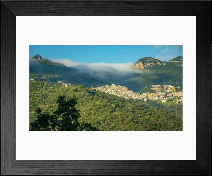 Framed Print : Europe, Italy, Sardinia. A view from the panoramic road in the Ogliastra towards one of the caracteristic villages in the mountains Framed Print : Europe, Italy, Sardinia. A view from the panoramic road in the Ogliastra towards one of the caracteristic villages in the mountains