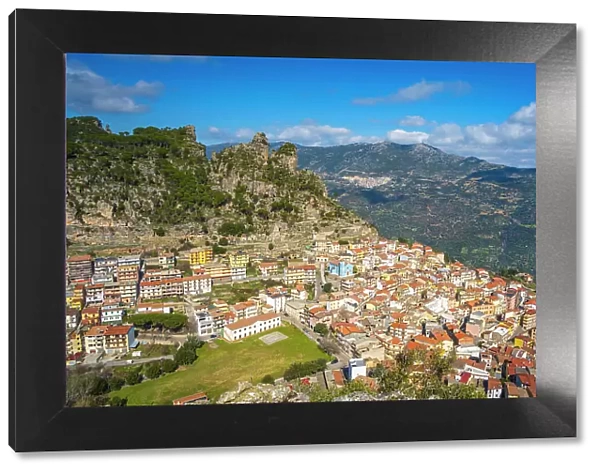 Europe, Italy, Sardinia. Ulassai, a typical colorful mountain village in the Ogliastra