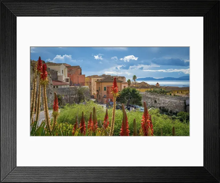 Framed Print : europe, Italy, Sardinia. Cagliari, view of the ancient part of the town towards the sea