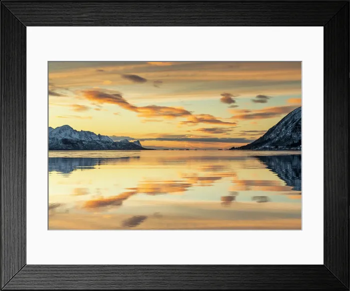 Framed Print : Bergsbotn Reflections at Sunset, Senja, Norway Framed Print : Bergsbotn Reflections at Sunset, Senja, Norway