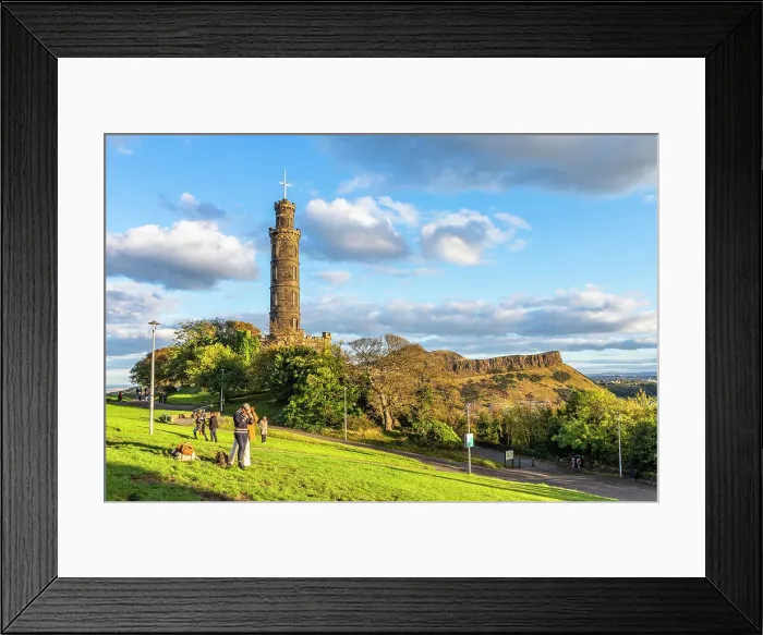 Framed Print : Nelson Monument at Carlton Hill, Edinburgh Old Town, City of Edinburgh, Scotland, UK