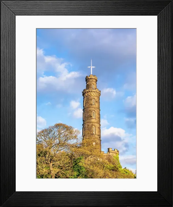 Framed Print : Nelson Monument at Carlton Hill, Edinburgh Old Town, City of Edinburgh, Scotland, UK