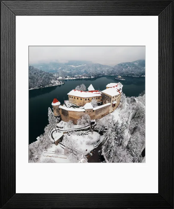 Framed Print : Aerial view of the Bled castle, Bled, Slovenia Framed Print : Aerial view of the Bled castle, Bled, Slovenia