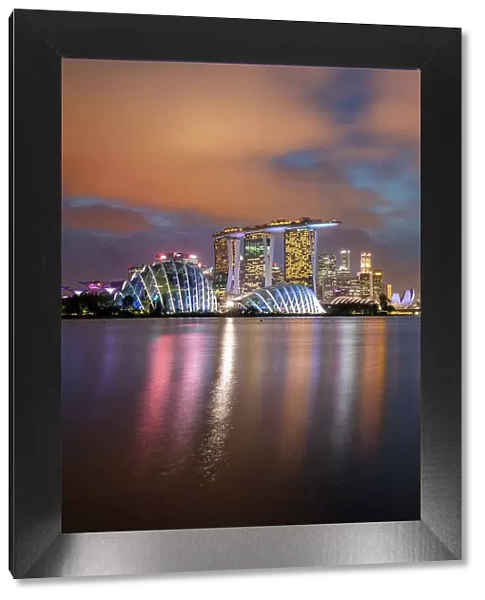 Singapore, Singapore City skyline, Gardens by the Bay, Marina Bay Sands Hotel