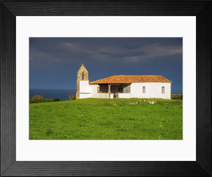 Framed Print : Ermita de Santa Eulalia chapel, Villahormes, Asturias, Spain Framed Print : Ermita de Santa Eulalia chapel, Villahormes, Asturias, Spain
