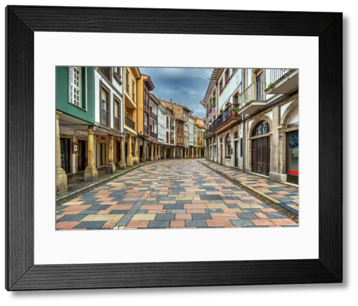 Framed Print : Calle Rivero pedestrian street, Aviles, Asturias, Spain Framed Print : Calle Rivero pedestrian street, Aviles, Asturias, Spain