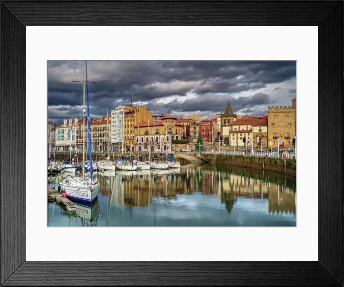 Framed Print : Marina and old town, Gijon, Asturias, Spain